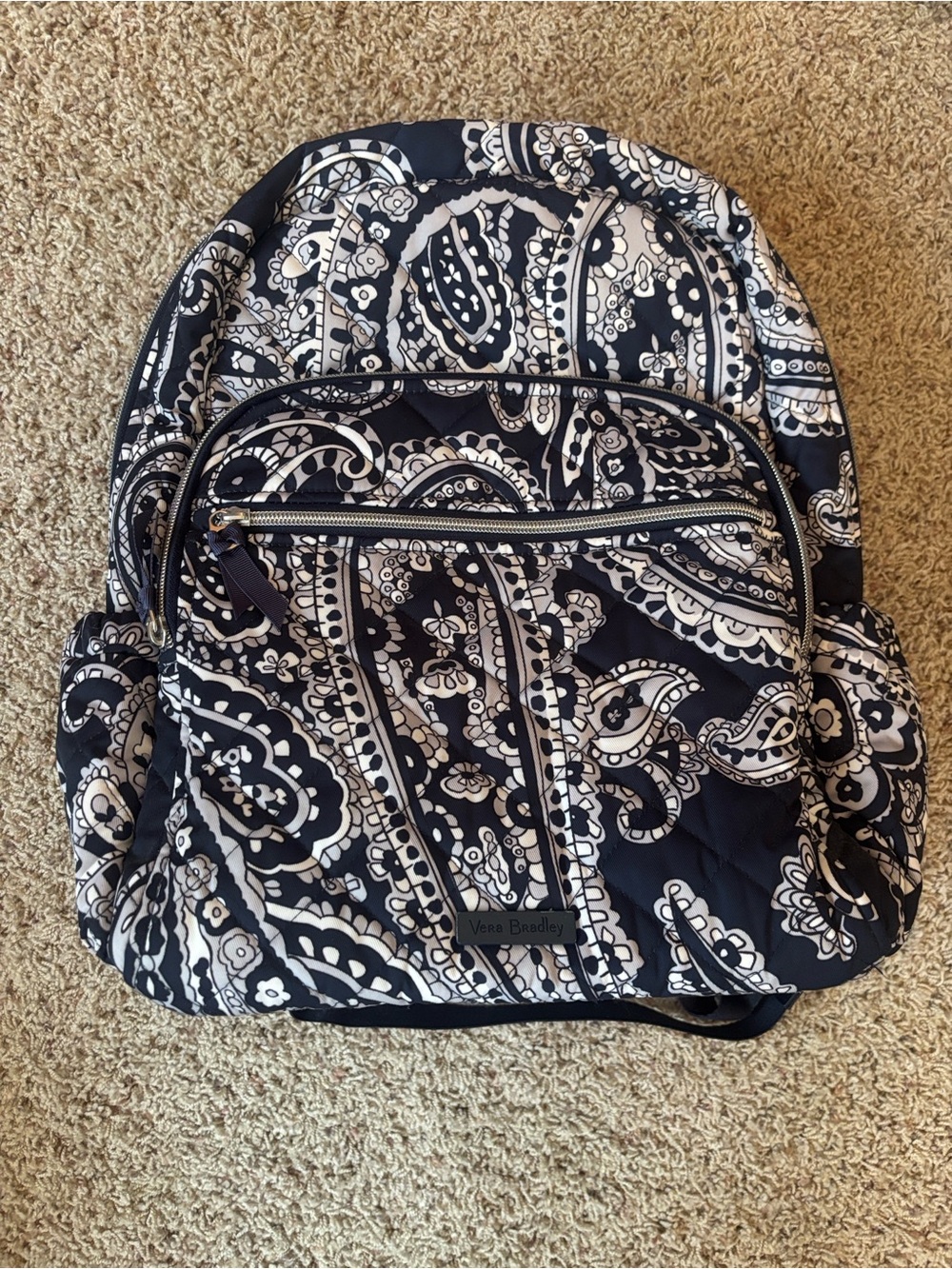 Used Once Vera Bradley Deep Night Paisley Neutral Large Backpack